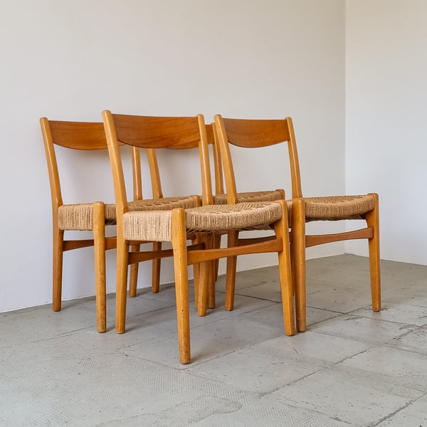 Set of 4 Scandinavian Corded Dining Chairs