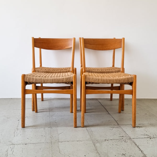 Set of 4 Scandinavian Corded Dining Chairs