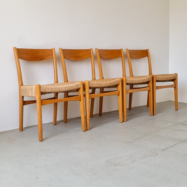 Set of 4 Scandinavian Corded Dining Chairs