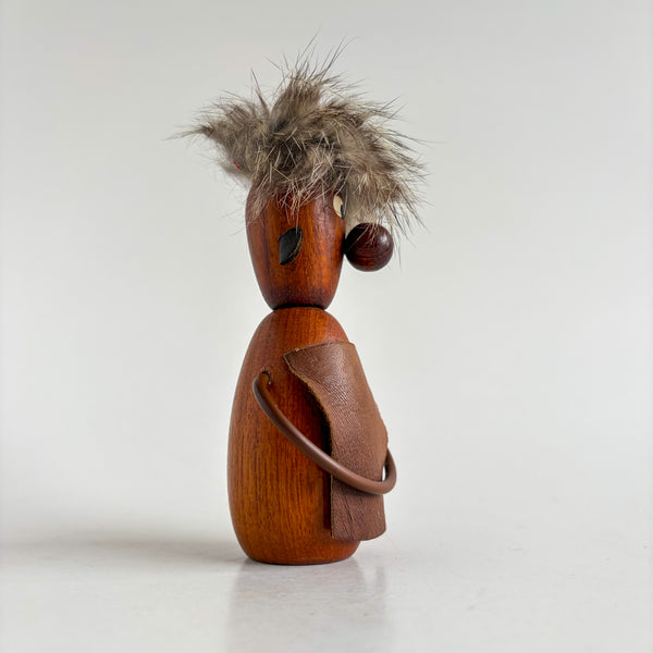 Vintage Teak Bottle Opener Figurine