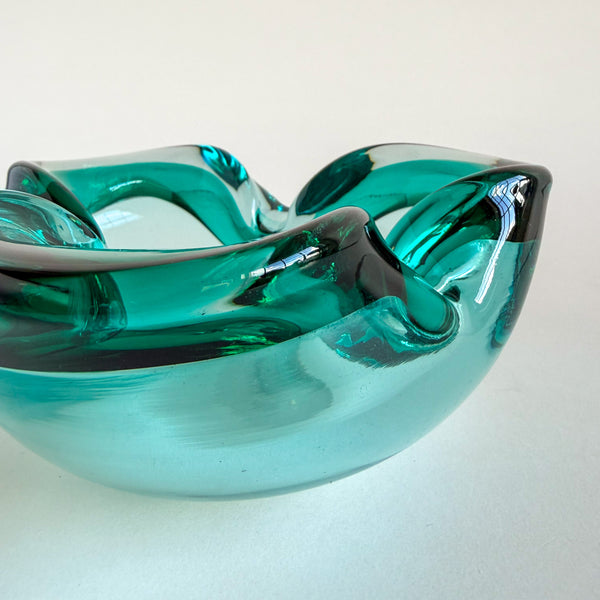 Murano Sommerso Turquoise Glass Ashtray Bowl