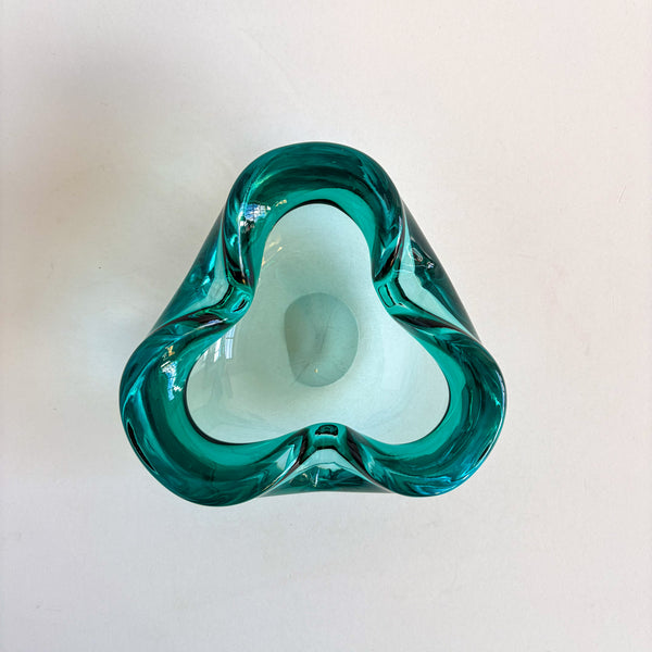 Murano Sommerso Turquoise Glass Ashtray Bowl