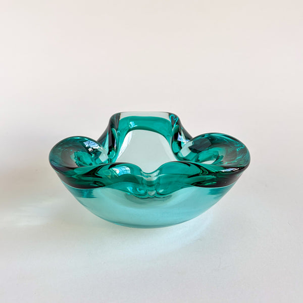 Murano Sommerso Turquoise Glass Ashtray Bowl