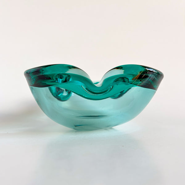 Murano Sommerso Turquoise Glass Ashtray Bowl