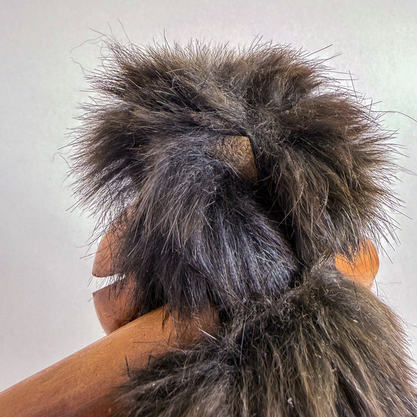 Vintage Teak and Fur Gorilla Figurine