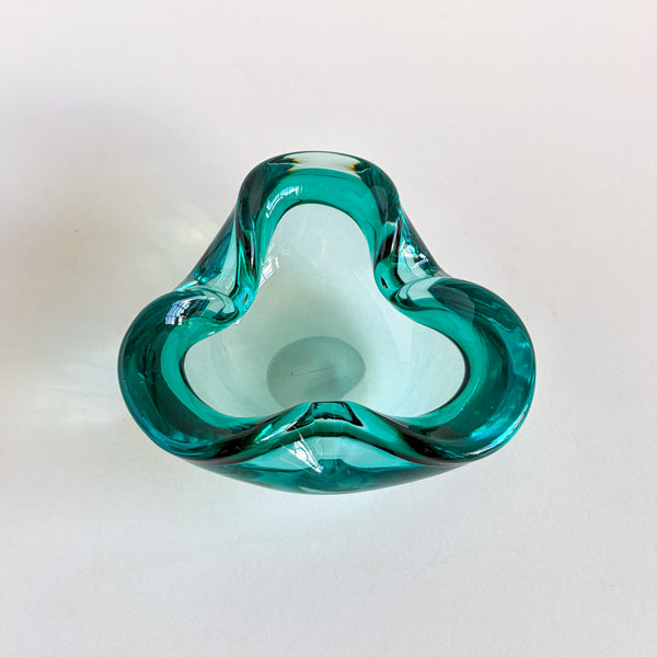 Murano Sommerso Turquoise Glass Ashtray Bowl