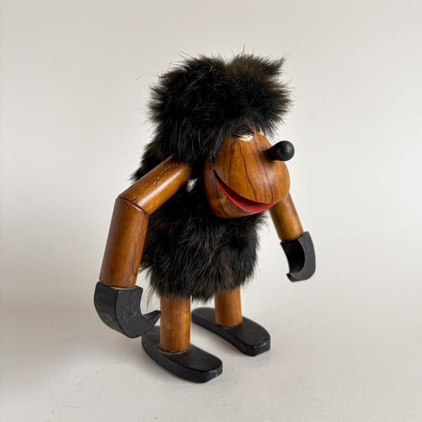 Vintage Teak and Fur Gorilla Figurine