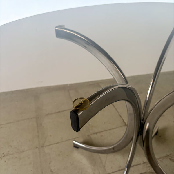 1970s Italian Smoked Glass and Chrome Dining Table