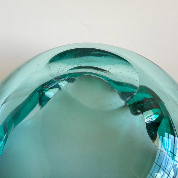 Murano Sommerso Turquoise Glass Ashtray Bowl