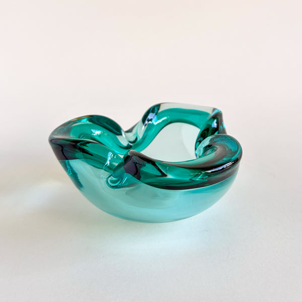 Murano Sommerso Turquoise Glass Ashtray Bowl