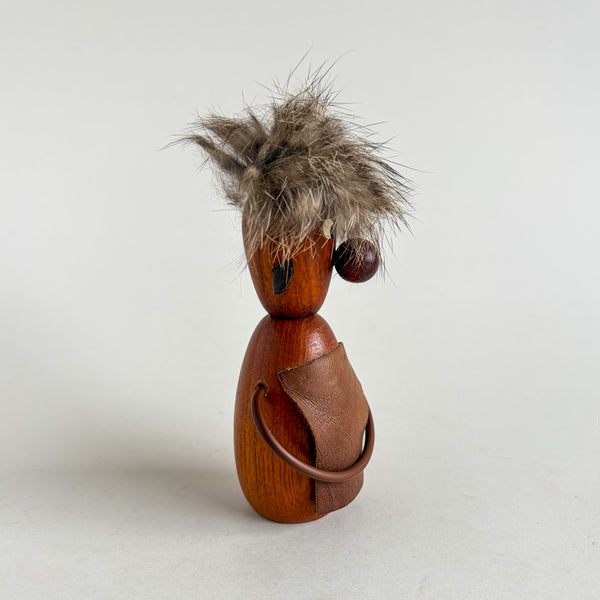Vintage Teak Bottle Opener Figurine