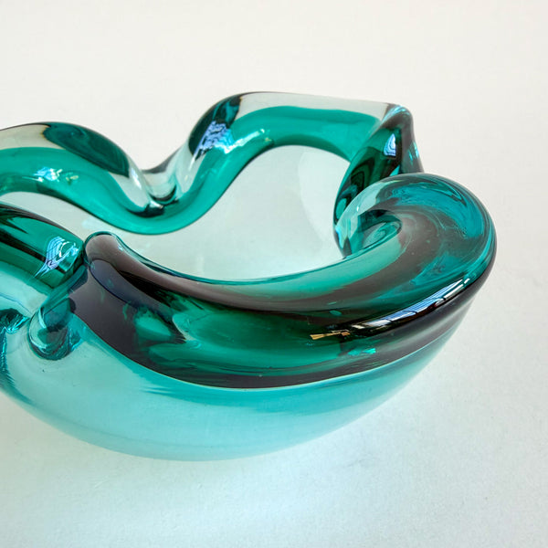 Murano Sommerso Turquoise Glass Ashtray Bowl