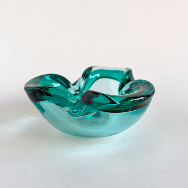 Murano Sommerso Turquoise Glass Ashtray Bowl
