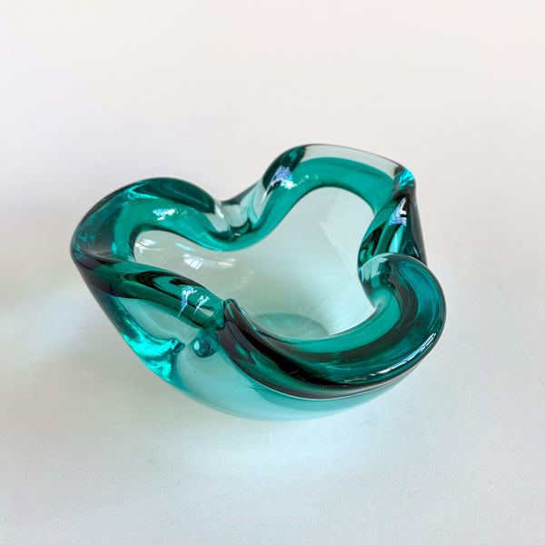 Murano Sommerso Turquoise Glass Ashtray Bowl