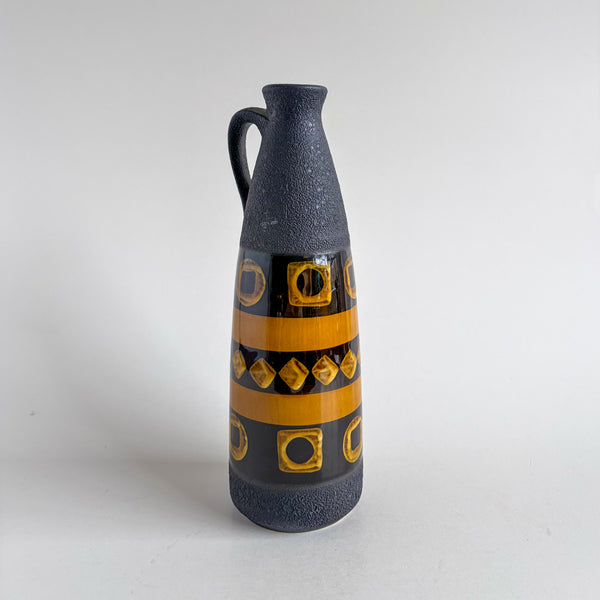 West Germany Vase Black and Amber Vase