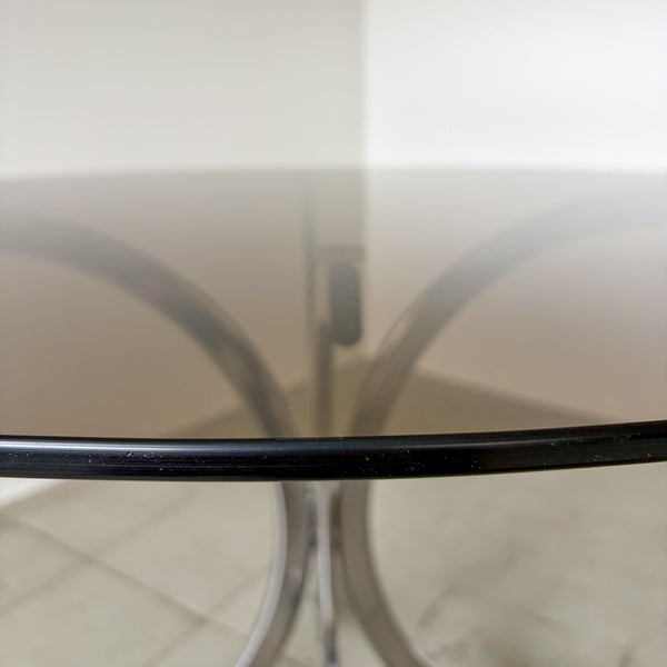 1970s Italian Smoked Glass and Chrome Dining Table