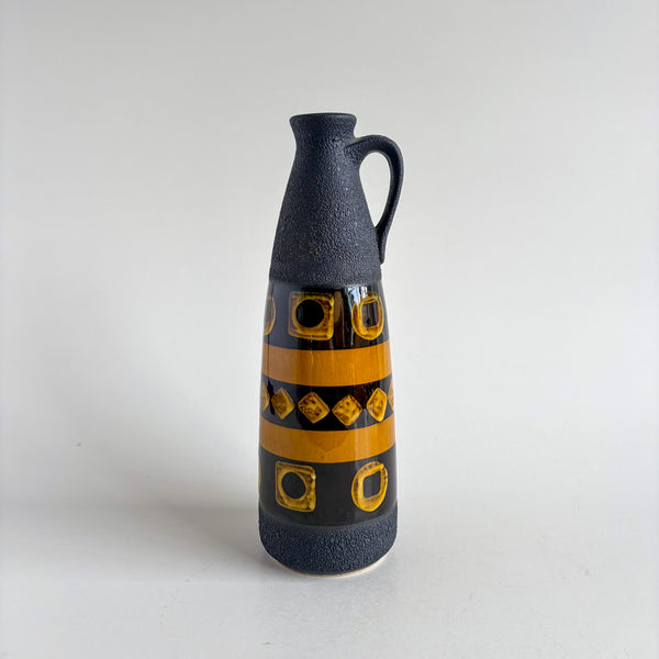 West Germany Vase Black and Amber Vase