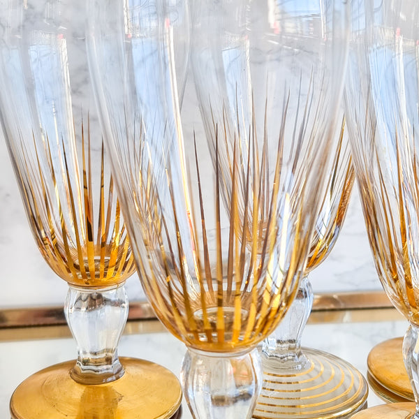 §Vintage Gold Beer Glasses - Set of 5