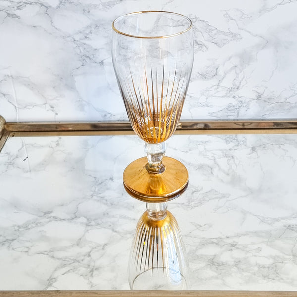 §Vintage Gold Beer Glasses - Set of 5