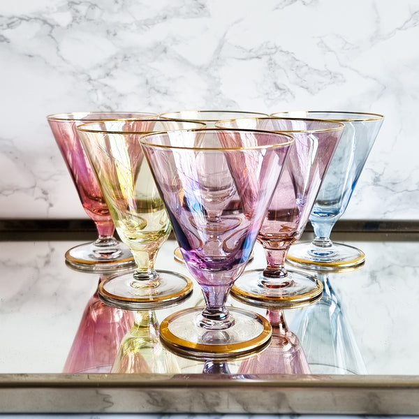 § Vintage Harlequin Liquor Glasses - Set of 6