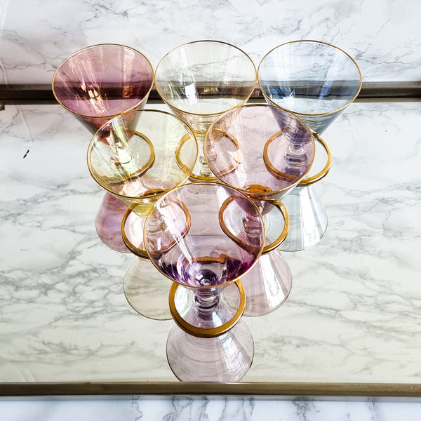 § Vintage Harlequin Liquor Glasses - Set of 6