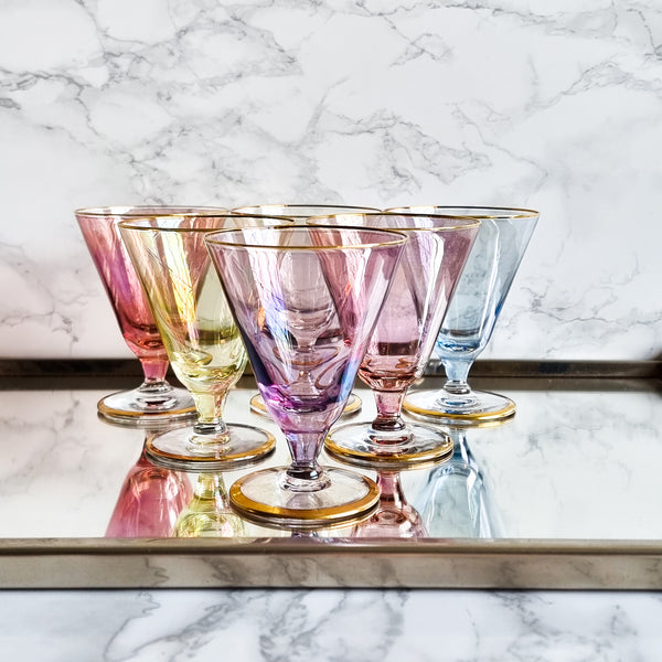 § Vintage Harlequin Liquor Glasses - Set of 6