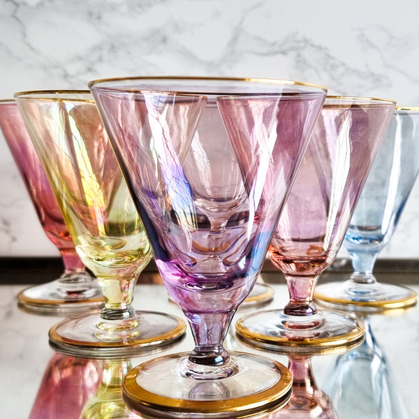 § Vintage Harlequin Liquor Glasses - Set of 6