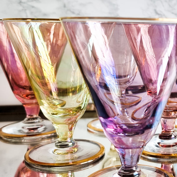 § Vintage Harlequin Liquor Glasses - Set of 6