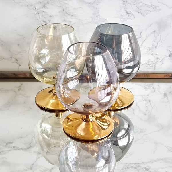 § Vintage Harlequin Cognac Glasses - Set of 3