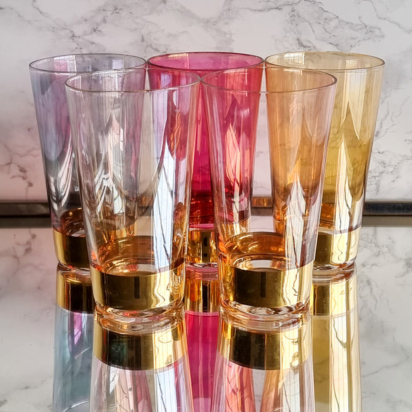 § Vintage Harlequin Tumblers - Set of 5