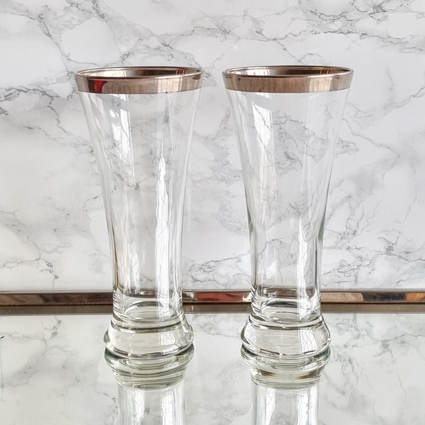 § Pair of Vintage Silver Beer Glasses