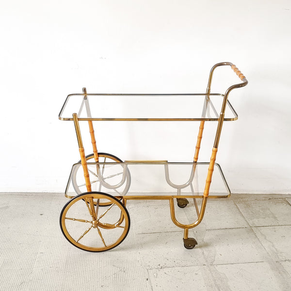 § Italian Bar Cart Bamboo and Brass