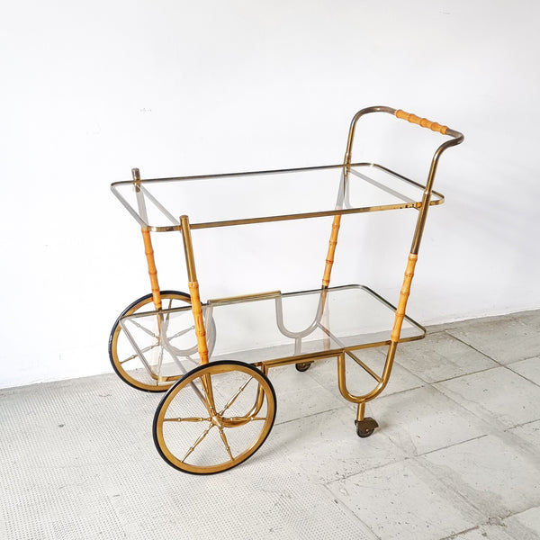 § Italian Bar Cart Bamboo and Brass