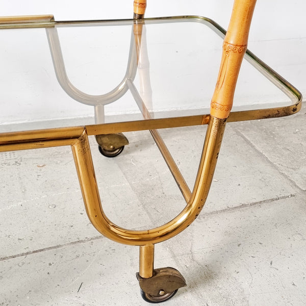 § Italian Bar Cart Bamboo and Brass