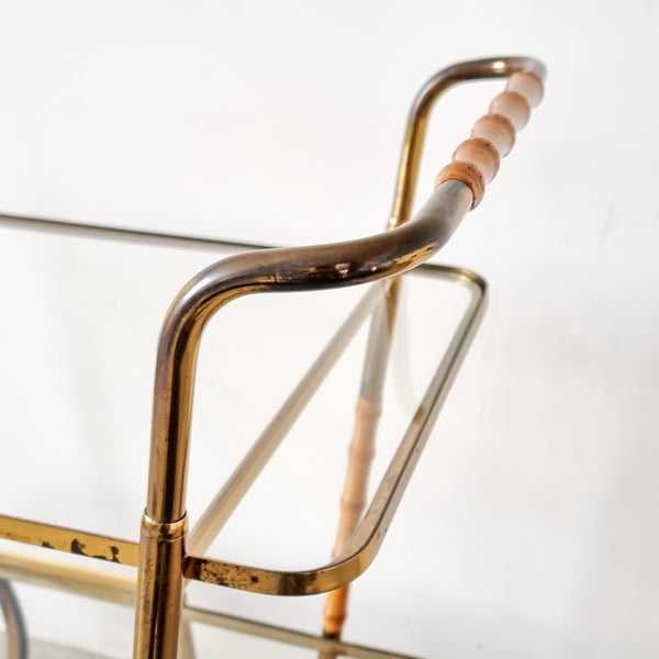 § Italian Bar Cart Bamboo and Brass