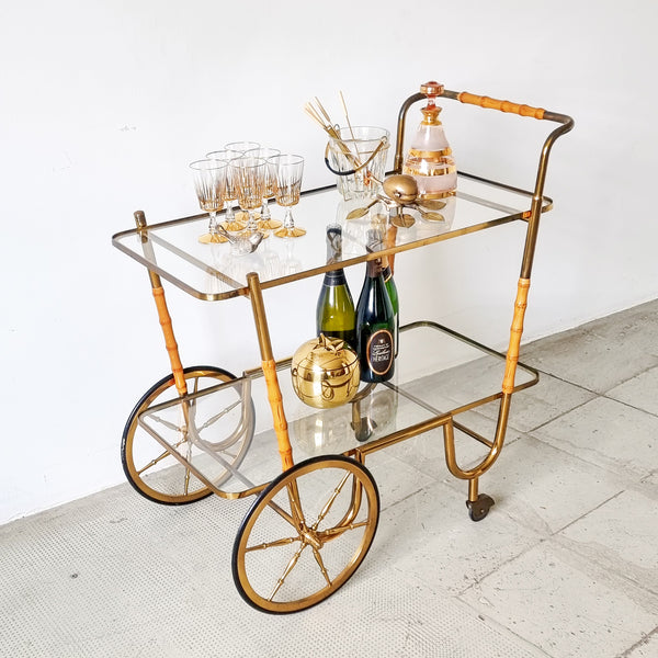 § Italian Bar Cart Bamboo and Brass