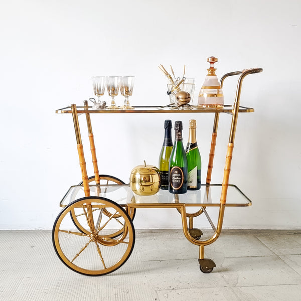 § Italian Bar Cart Bamboo and Brass