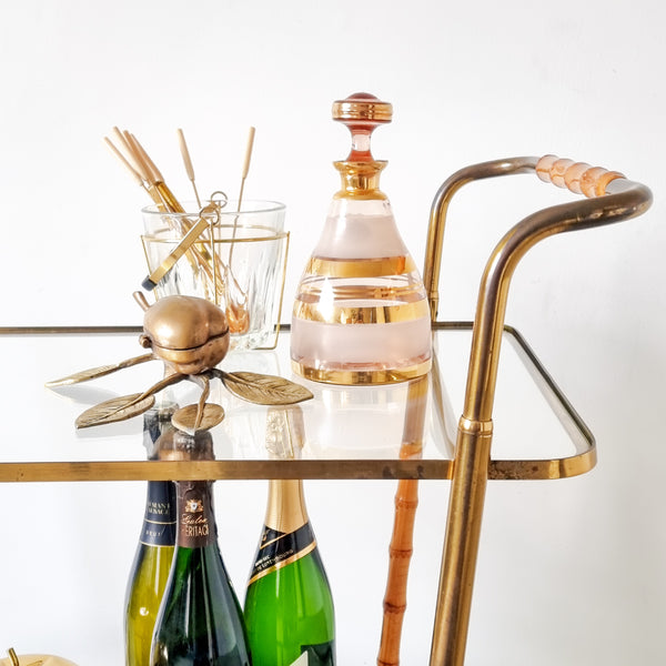 § Italian Bar Cart Bamboo and Brass