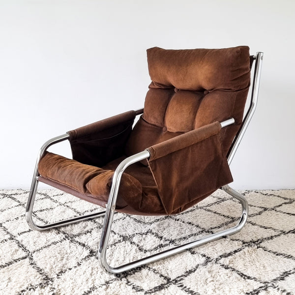Pair of 70s Tubular Chrome Armchairs