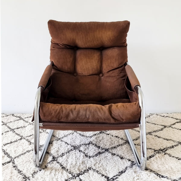 Pair of 70s Tubular Chrome Armchairs