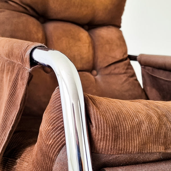 Pair of 70s Tubular Chrome Armchairs