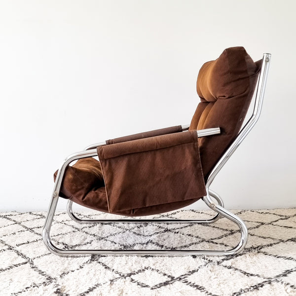 Pair of 70s Tubular Chrome Armchairs