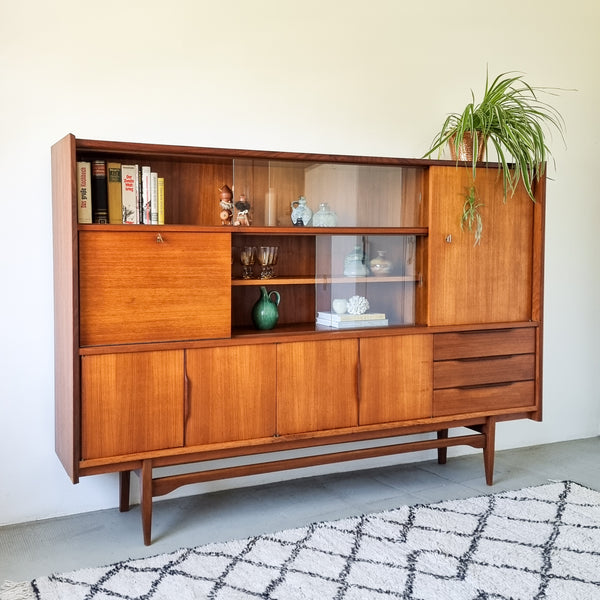 § Mid-century XL Highboard with Display Case