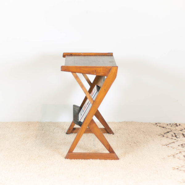 Vintage 50s Wood Geometric Side Table / Magazine Table