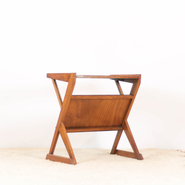 Vintage 50s Wood Geometric Side Table / Magazine Table