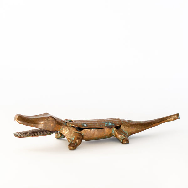 Vintage Brass Crocodile Trinket Box