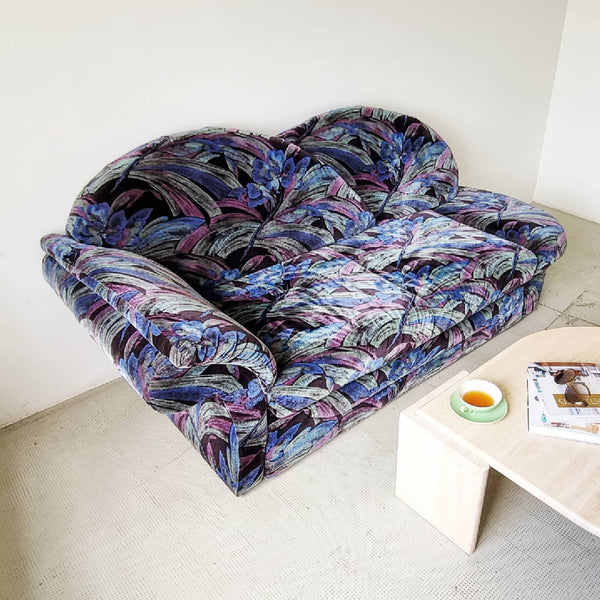 80s Velvet Divan Sofa Bed