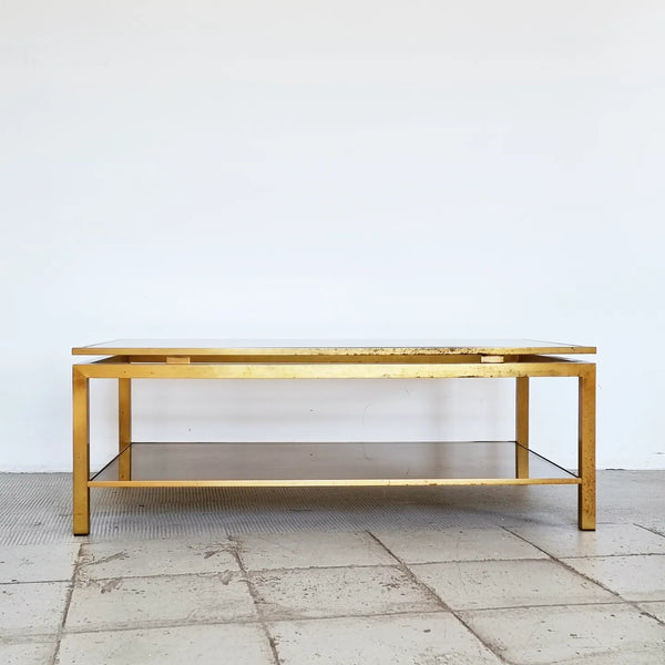 § Maison Jansen style Brass and Smoked Glass Coffee Table