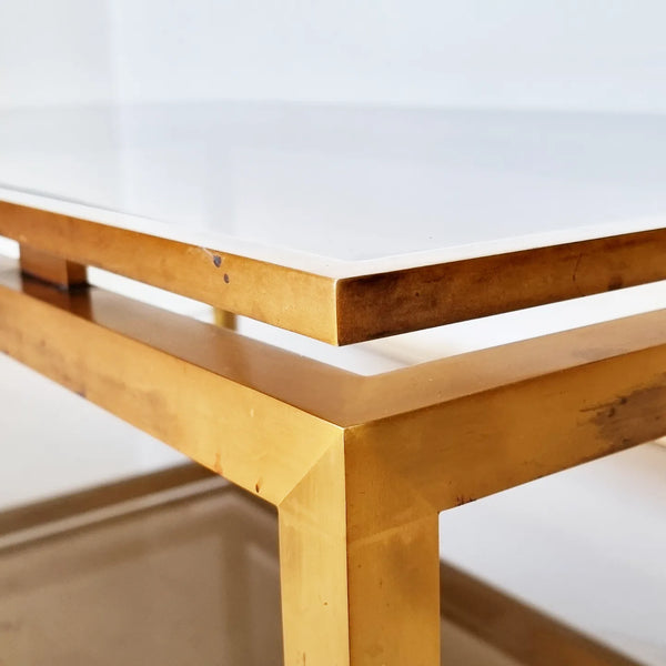§ Maison Jansen style Brass and Smoked Glass Coffee Table