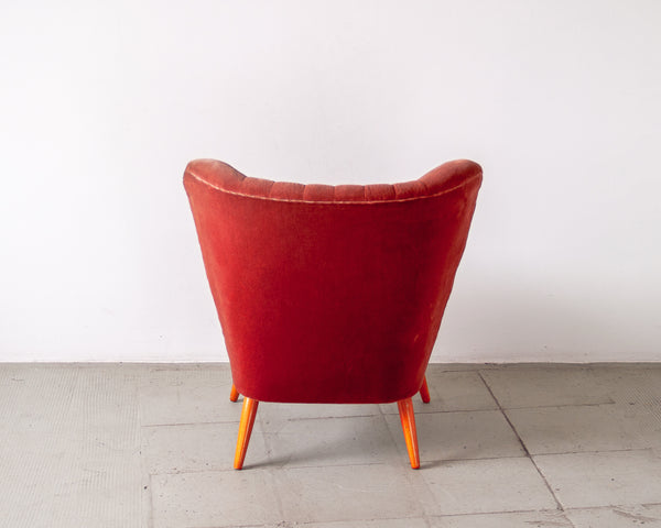 § Coral Velvet Cocktail Chair